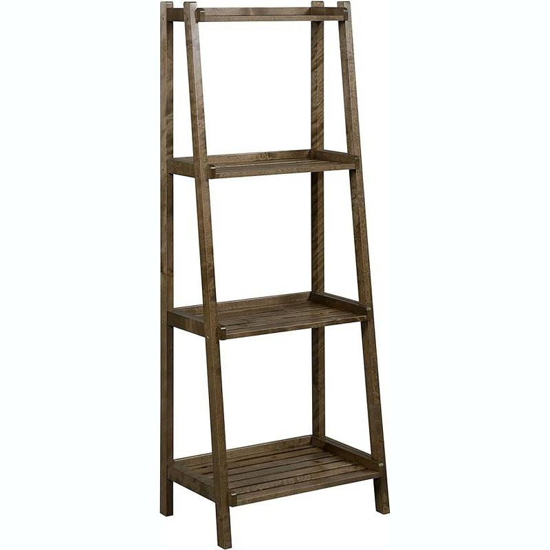 NewRidge Home Solid Wood Dunnsville 4-Tier Ladder Leaning Shelf Bookcase, Antique Chestnut and More Colors, 1 of 2