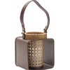 Metal Candle Holder with Wood and Leather Accents 7.25"H by Melrose - 3 of 3