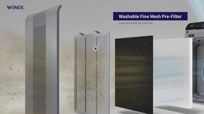 Winix Gray Tower Air Purifier with True HEPA and Carbon Filter