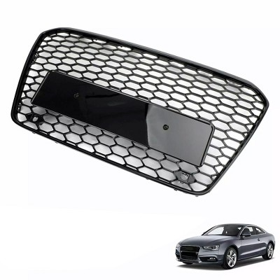 Front Center Bumper Grille Cover Honeycomb Mesh Grill Grille Trim Compatible For A5 RS5 2013-2015 European Model 8T0853651K (No Logos Version)