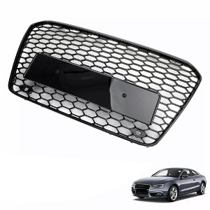 Front Center Bumper Grille Cover Honeycomb Mesh Grill Grille Trim Compatible For A5 RS5 2013-2015 European Model 8T0853651K (No Logos Version) - 1 of 4