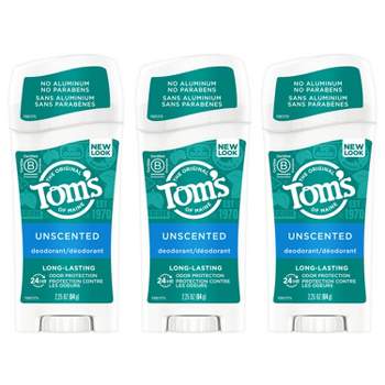 Tom's of Maine Long Lasting Unscented Natural Deodorant Stick - 2.25oz/3pk