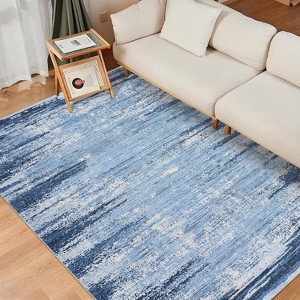 Modern Abstract Washable Rug – Non-Slip, Low Pile, Non-Shedding, Distressed Thin Design for Living Room, Bedroom, Dining Room, Office. - 1 of 4