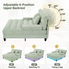 Upholstered Chaise Lounge with 6-gear Adjustable Backrest, Lazy Sleeper Sofa Bed Leisure Reading Couch with 2 Pillows & LED - ModernLuxe - 3 of 4