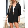 Clearlove Women's Chiffon Cardigan Sheer 3/4 Sleeve Open Front Wraparound Cover-Up Lightweight Cape Sleeve Beach - 2 of 4