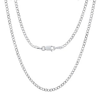 Steeltime 24" Italian Sterling Silver cuban necklace rhodium