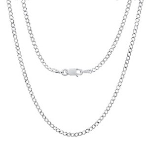 Steeltime 24" Italian Sterling Silver cuban necklace rhodium - 1 of 1