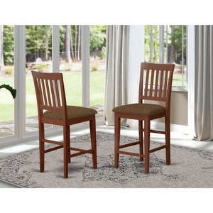 HomeStock Counter Stool-Linen Fabric Pub Height Wooden Chairs - 1 of 4