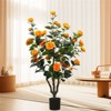 3.28 Feet Camellia Artificial Plants with Planter, Realistic Faux Floral Plant Blooming Tree with 28 Flowers Floor Plants for 100cm - 3 of 4