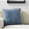 HomeRoots 22" Navy Blue Cotton Throw Pillow With Fringe and Texture - 2 of 4