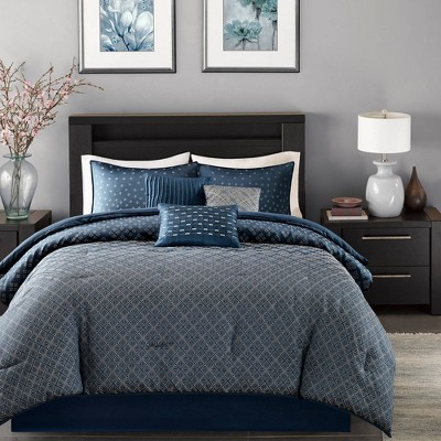 Madison Park Hudson 7 Piece Comforter Set- Silver (Queen )