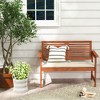 Costway Patio Bench Outdoor Solid Wood Loveseat Chair with Backrest & Cushion Porch Garden - 2 of 4