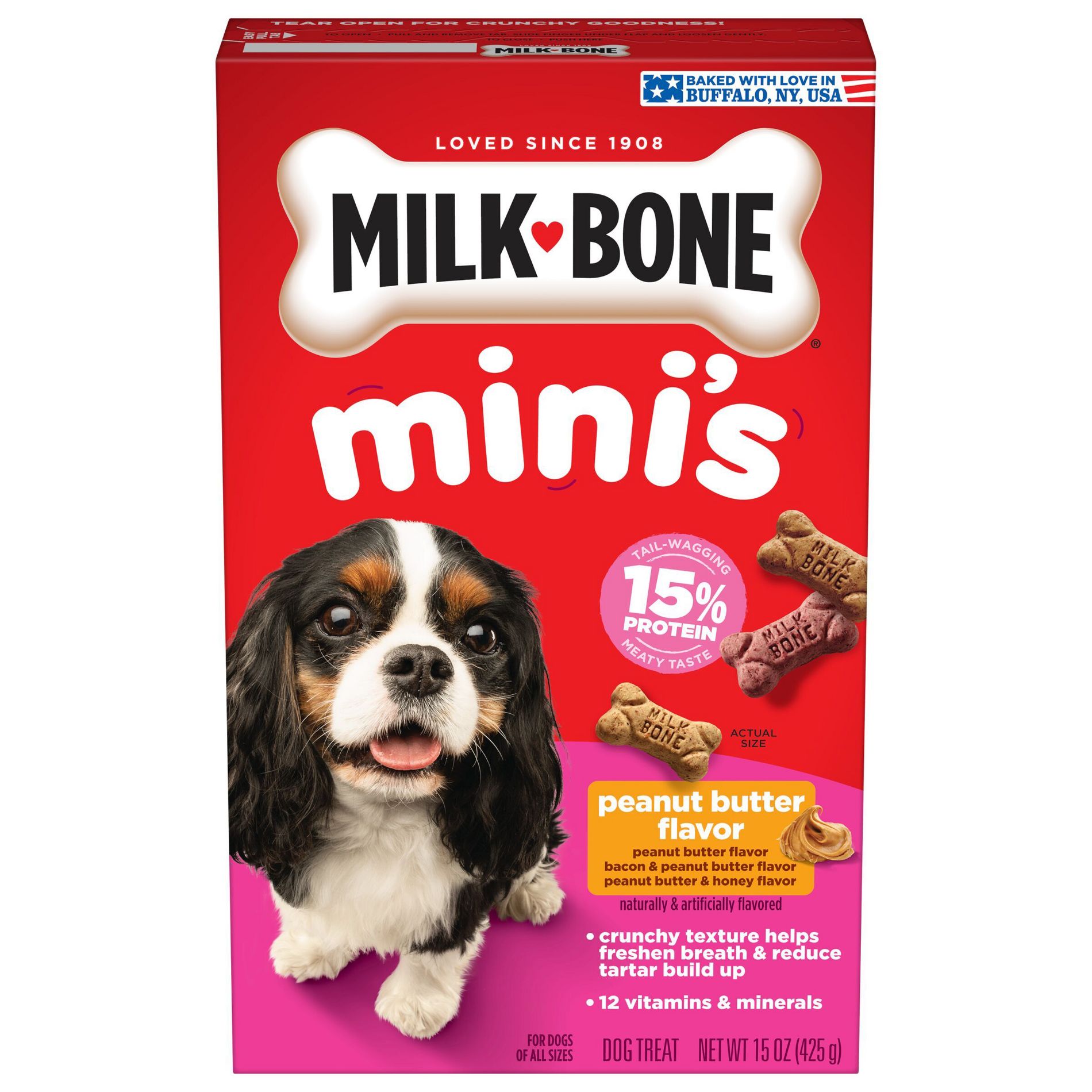 Milk-Bone Mini's Biscuits Bacon & Peanut Butter Flavor Dog Treats - 15oz