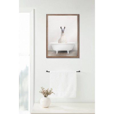 Gold Framed Alpaca in Tub Digital Art Print, 18" x 24"