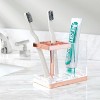 LunaLulinlk Toothbrush, Toothpaste Storage Organizer Holder -Clear/Rose Gold Plastic - 3 of 4