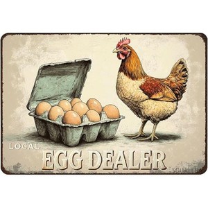 Lomsoe Chicken Vintage Metal Sign Chicken Coop Tin Sign Rustic Wall Decor for Farmhouse Kitchen Yard Outside Chicken Coop 12¡Á8 Inch - 1 of 1