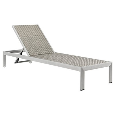 Shore Outdoor Patio Aluminum Rattan Chaise - Silver/Gray - Modway