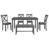NicBex Dining Table Set for 6 Wooden Rectangular Dining Table with 4 Fabric Chairs and Bench for Kitchen - 2 of 4