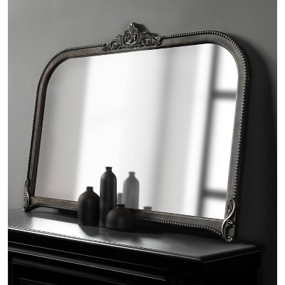 Hubanks Black Baroque-Inspired Arched Wall Mirror 40" x 30"