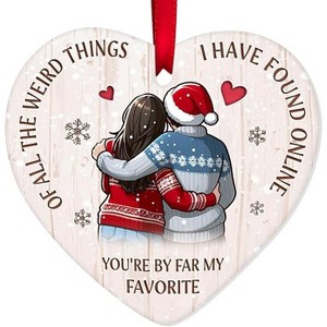 Lomsoe Couple Gifts for Christmas Couple Ornament for Christmas Tree Ceramic 2 Side Printed Xmas Birthday Gifts Christmas Decor Christmas Gift - 1 of 1