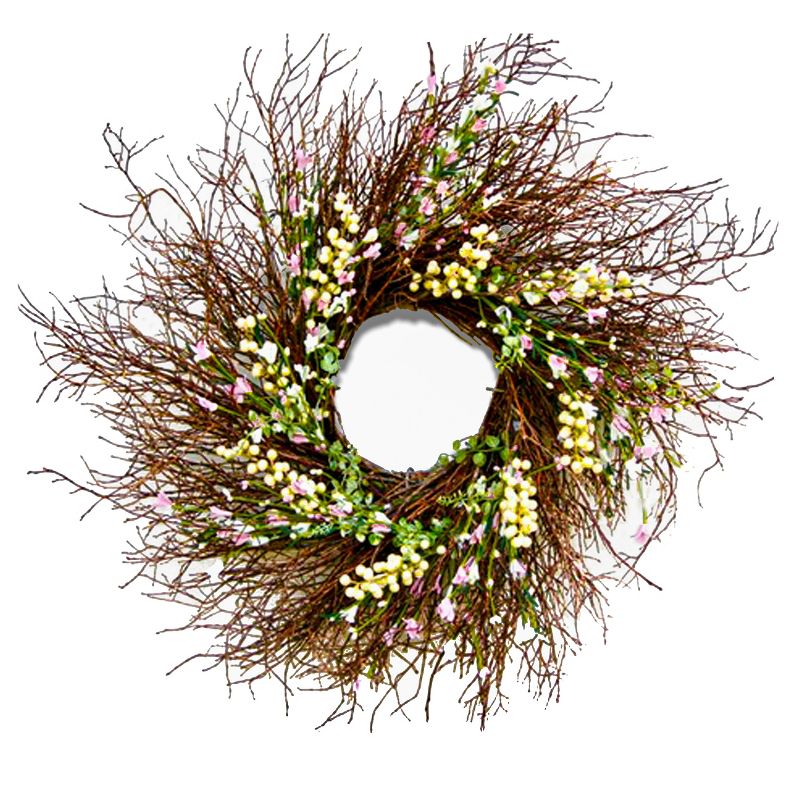 24" Spring Forsythia Light Pink & Cream Artificial Wreath - National Tree Company, 1 of 4