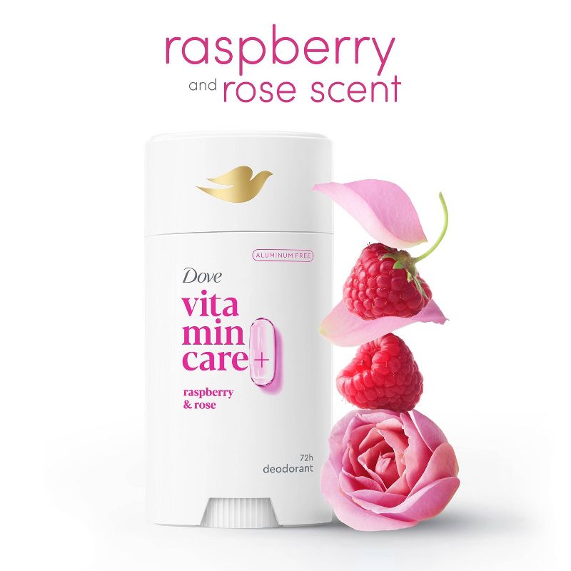 Dove Beauty VitaminCare+ Aluminum Free Raspberry &#38; Rose Deodorant Stick for Women - 2.6oz, 6 of 8