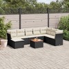 vidaXL Patio Sofa Set with Cushions Outdoor Furniture 9 Piece Poly Rattan - Black and Cream - 2 of 4