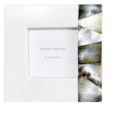 White Mother of Pearl White Marble Picture Frame, 4x6 - Anaya