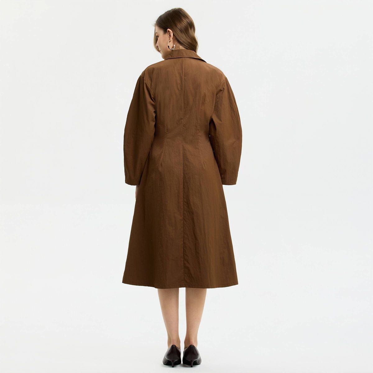 Women's Long Sleeve Button-Front Pleated Midi Shirt Dress - A New Day™ - thumbnail 2