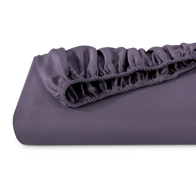 Dusty Purple Organic Cotton Twin XL Fitted Sheet with Sateen Weave