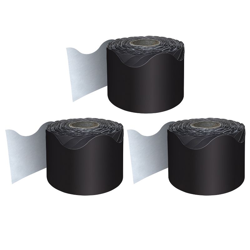 Carson Dellosa Education Black Rolled Scalloped Border, 65 Feet Per Roll, Pack of 3, 1 of 4