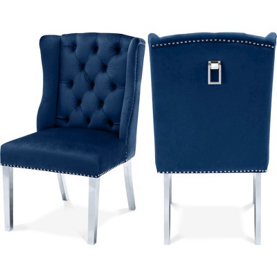 Meridian Furniture,Suri Navy Velvet Dining Chair, Set of 2
