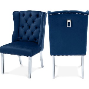 Meridian Furniture,Suri Navy Velvet Dining Chair, Set of 2 - 1 of 4