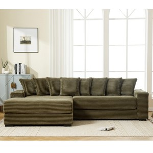 TiramisuBest Oversized Corduroy L Shaped Sofa  Modular sofa Left Chaise Eight Pillows Two Piece Corner Couch - 1 of 4