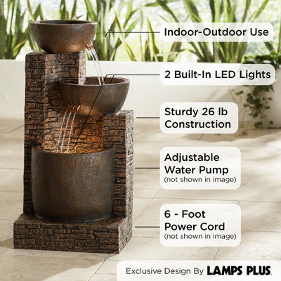 Mason Rustic Faux Stone LED Floor Fountain