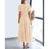 Women's 2025 Summer Casual Midi & Maxi Dress - Lightweight V-Neck Boho Beach Dress with Elastic Waist & Pockets Apricot - 3 of 4
