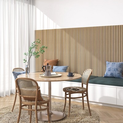 Natural Oak Acoustic Wood Slat Wall Panels, 94.49" x 12.6"