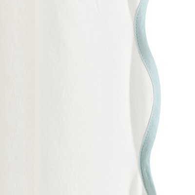 Blue and White Scallop Edge Sheer Cotton Polyester Window Panels