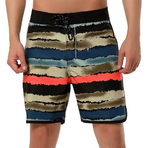 Lars Amadeus Men's Summer Drawstring Waist Contrast Color Printed Swim Shorts - 1 of 4