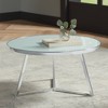 Studio 55D Luciana Modern Chrome Metal Round Coffee Table 29 3/4" Wide Silver White Glass Tabletop for Living Room Bedroom Bedside - 2 of 4