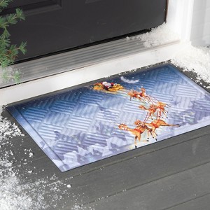 Evergreen Santa Sleigh Embossed Indoor Outdoor Doormat Home Decor - 1 of 2