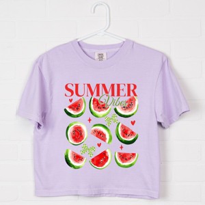 Simply Sage Market Watermelon Chart Summer Vibes Boxy Crop Top - 1 of 4