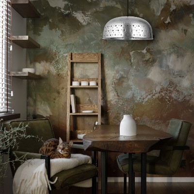 Silver Dome Pendant Light with Star Cutouts, Adjustable Height