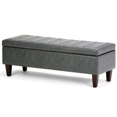 48" Garret Storage Ottoman Slate Gray Faux Leather - WyndenHall