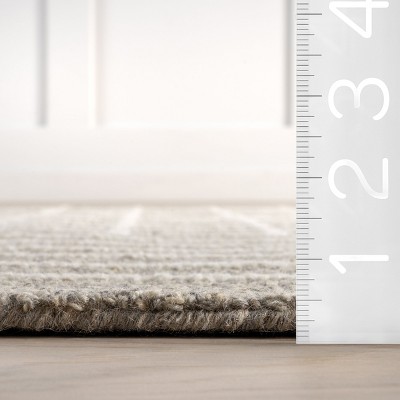 Gray and White Wool Handmade Washable Striped Area Rug