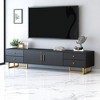 70.9" TV Stand with Wave Groove Cabinet Doors, 4 Drawers & T-Shaped Metal Frame – Media Console for TVs up to 75", Cable Management - 2 of 4