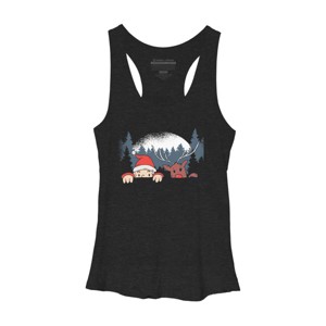 Women's Design By Humans Christmas Santa And Rudolph Peaking By rasok Racerback Tank Top - 1 of 3