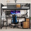 Racxily Queen Size Loft Bed with Desk and Storage, Single Bed with Ladders, Black - 3 of 4