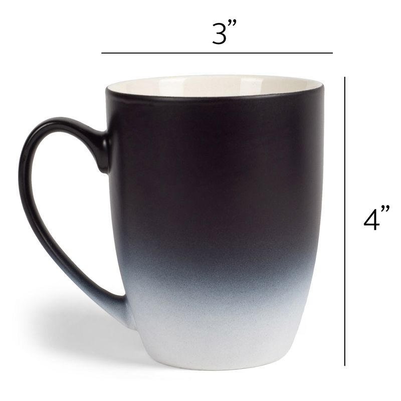 Elanze Designs Black White Two Toned Ombre Matte 12 ounce Ceramic Stoneware Coffee Cup Mugs Set of 4, 4 of 6