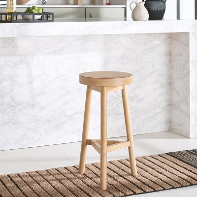 Natural Wood Backless Round Counter Stool